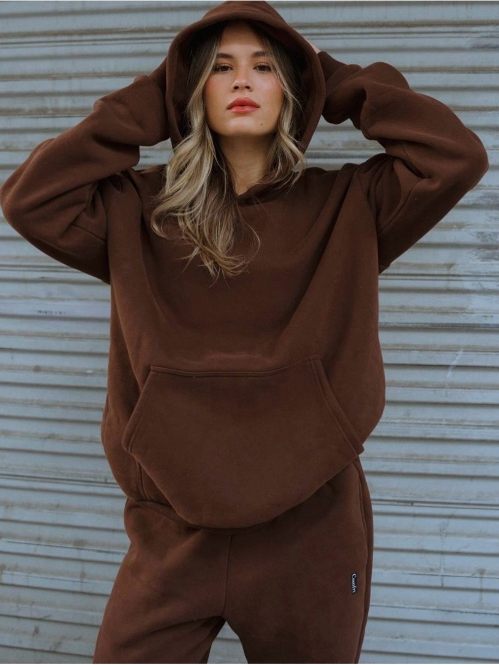 COMFRT | Brown Women's Hooded Signature  Sweatpants Only - Relaxed Fit